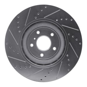 Infiniti QX70 Brake Rotor (1) - Front Right - R1 Concepts - Drilled & Slotted - Silver - `08-`25